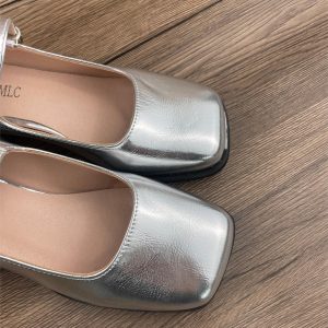 Mary Jane Shoes Women's High Heels Silver