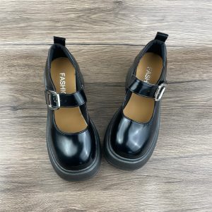 Mary Jane Shoes High Heels Small Leather Vintage