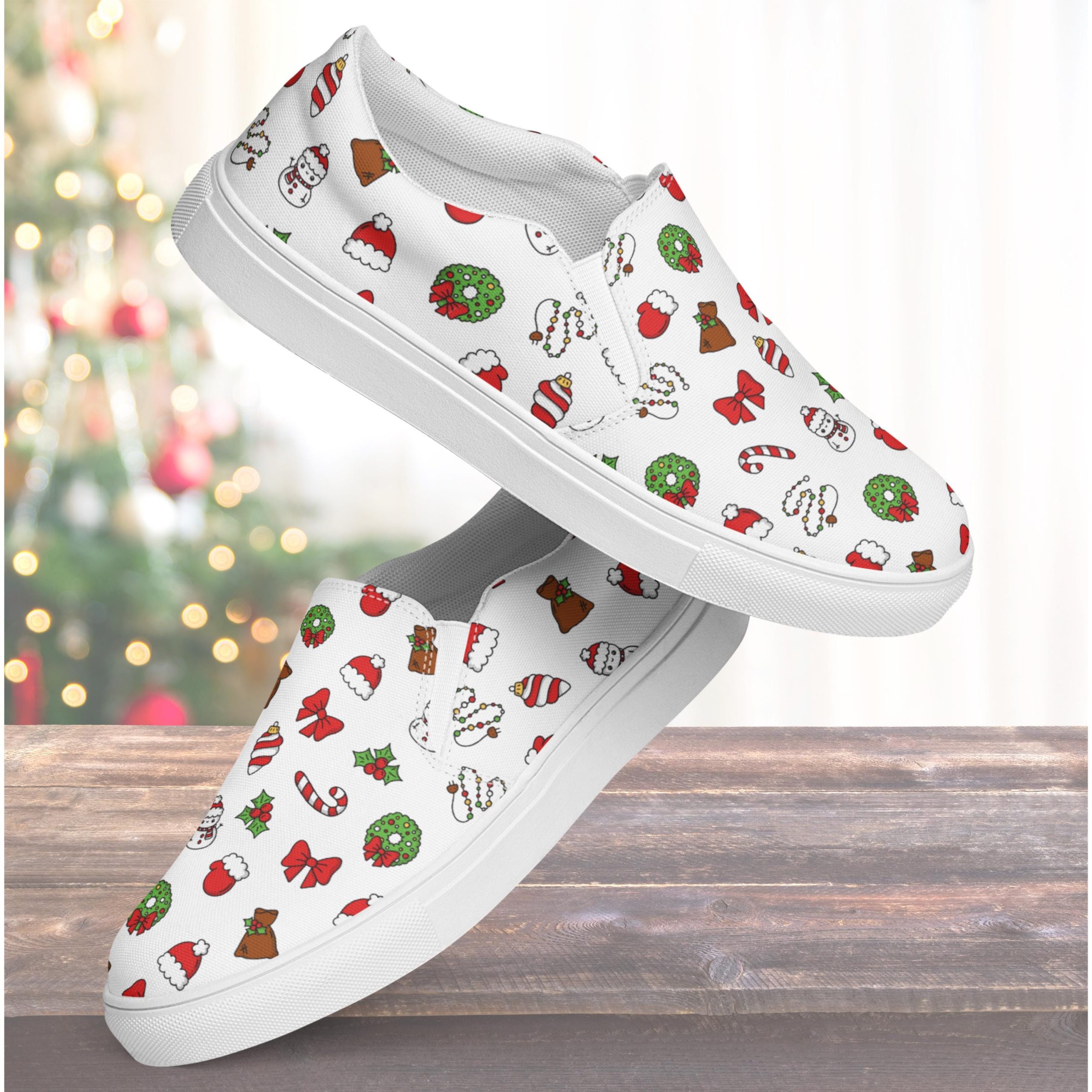 Christmas Slip On Shoes For Women Holiday Canvas