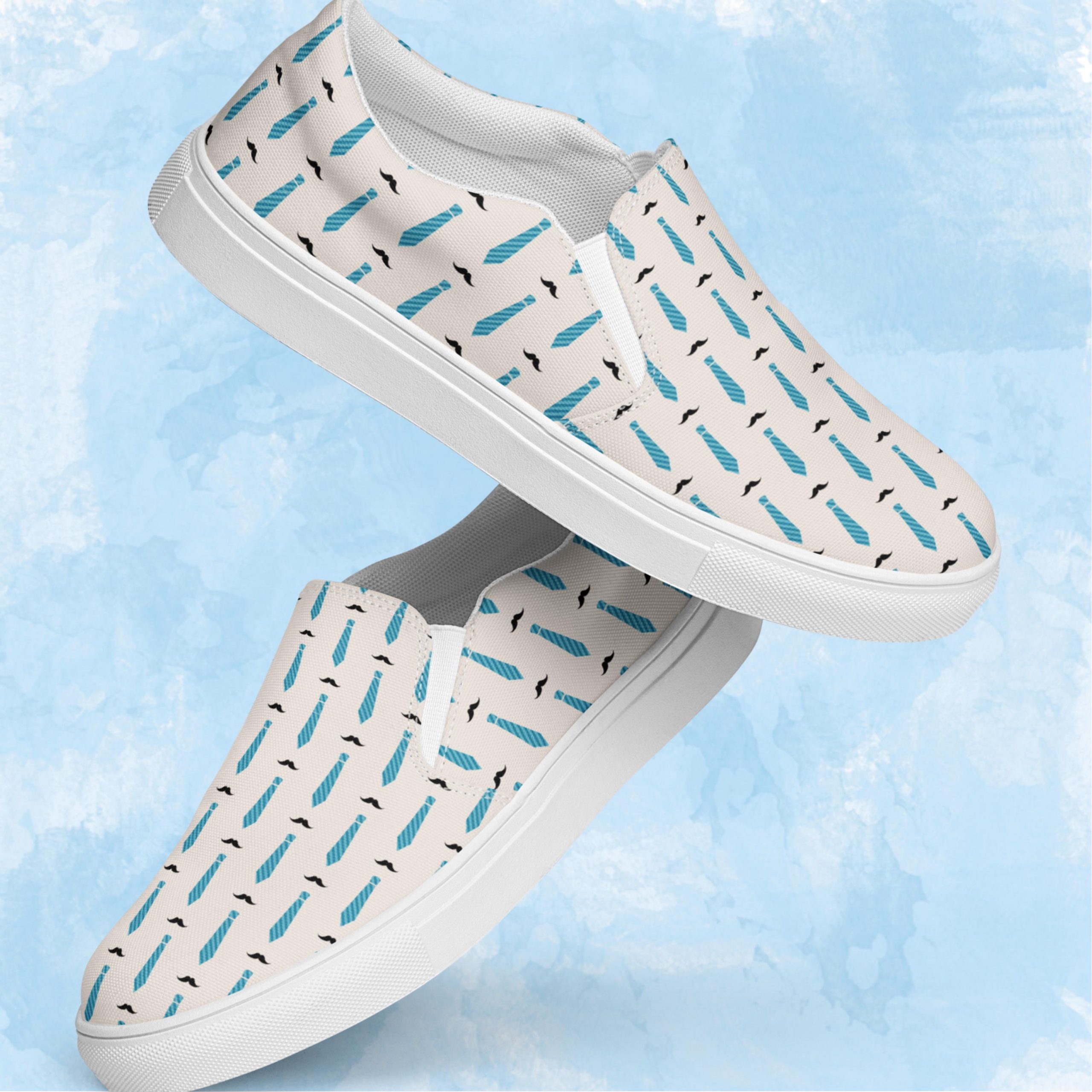 Mens Slip On Shoes With Mustache And Tie