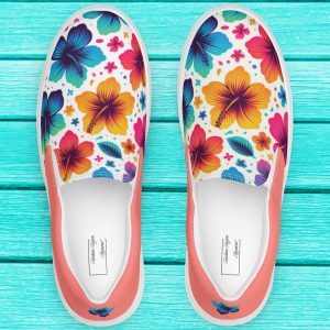 Tropical Slip On Canvas Shoes For Women Hibiscus