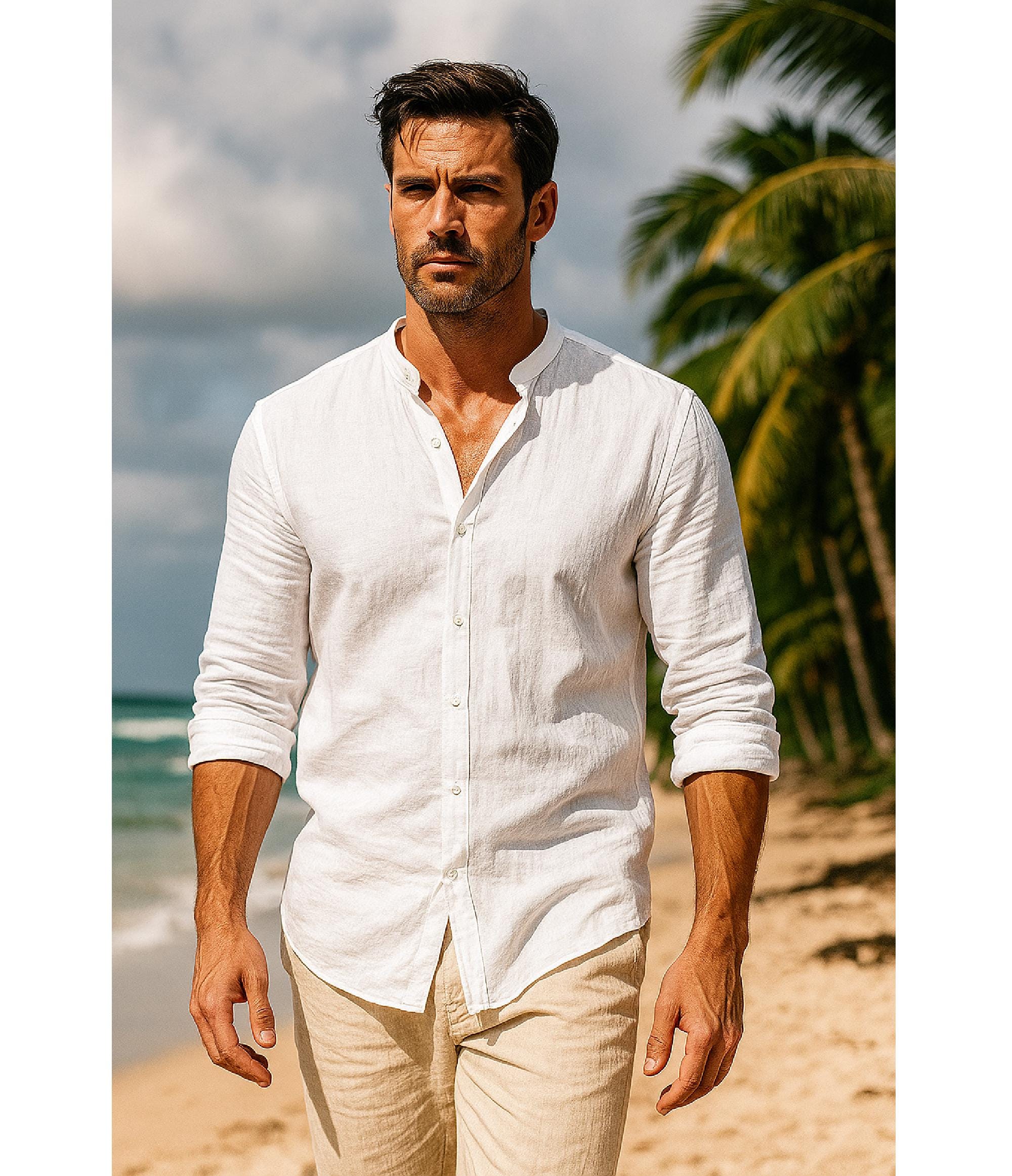 Men's Cotton Casual Shirt: Lightweight Beach Summer Style