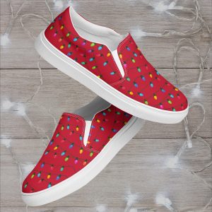 Womens Christmas Lights Slip On Shoes Holiday Canvas