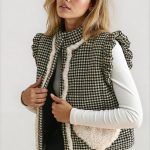 Gingham Pattern Heart Pocket Vest Modern Preppy Chic